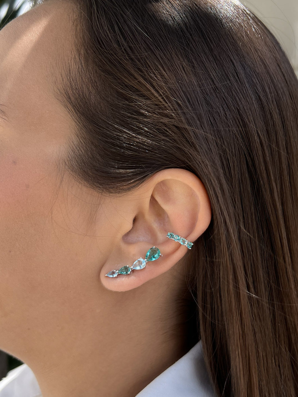Brinco Ear Cuff Pedras Gota